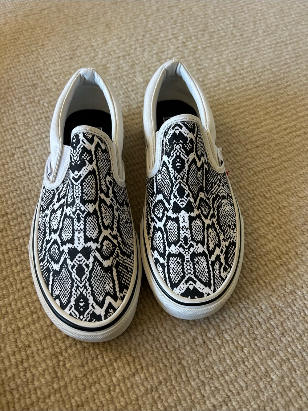 Vans Kids Slip-On Sneakers in Black & White Snake Pattern